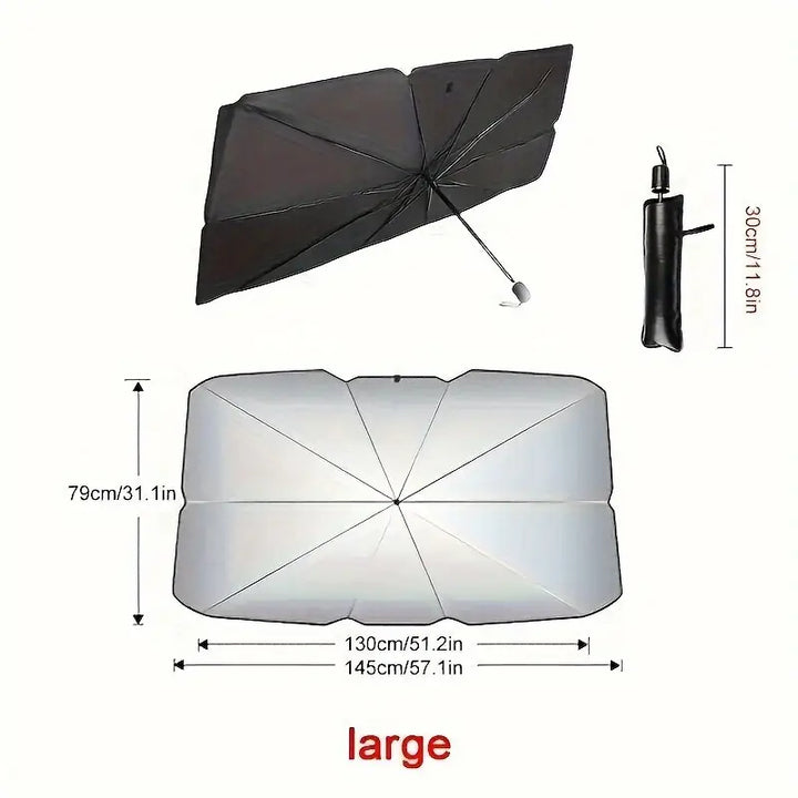 2 SET OF Foldable Car Windshield Sun Shade Umbrella | UV Protection & Heat Blocker for All Vehicles