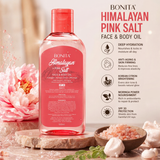 Bonita Himalayan Pink Salt Face & Body Oil – Collagen Infused, Korean Citron & Moringa | Deep Hydration, Anti-Aging, Skin Firming with SPF 30 (100ml)