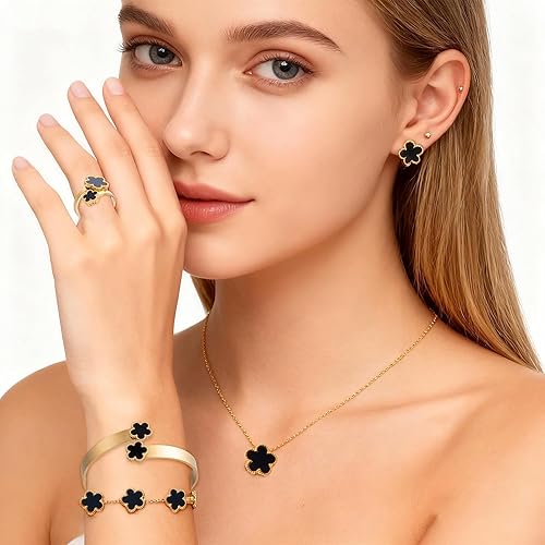 5pcs Five Petal Lucky Flower Women's Jewelry Set