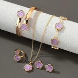 5pcs Five Petal Lucky Flower Women's Jewelry Set